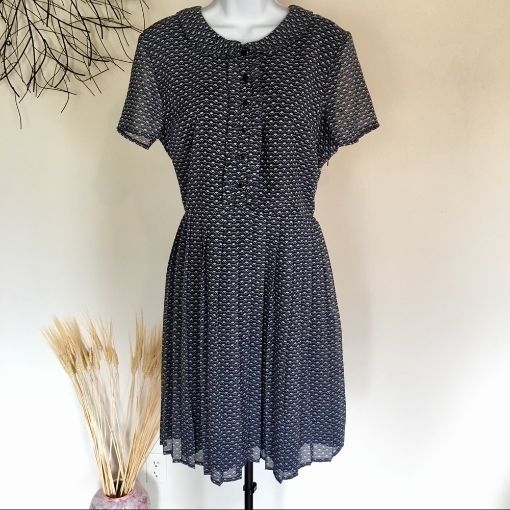 Art Deco blue ModCloth midi dress by fervour. XL